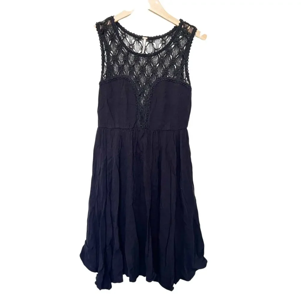 Free People Black Fiesta Mini Dress Sz XS